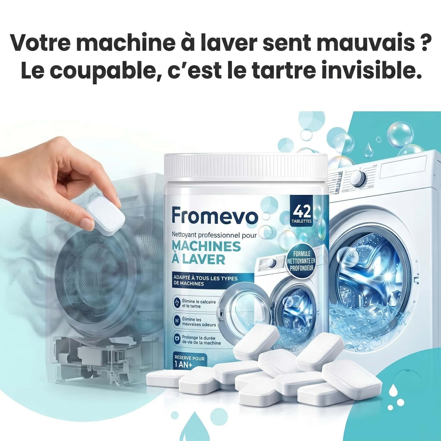 Pastilles de nettoyage pour lave-linge - 42 Pastilles