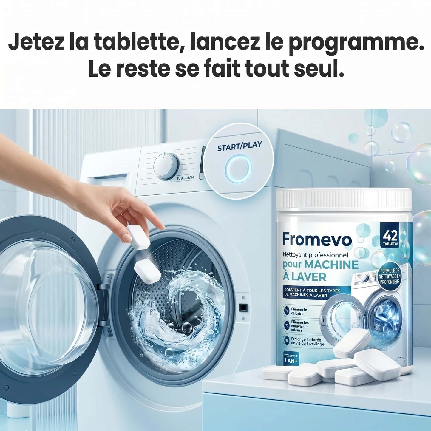 Pastilles de nettoyage pour lave-linge - 42 Pastilles