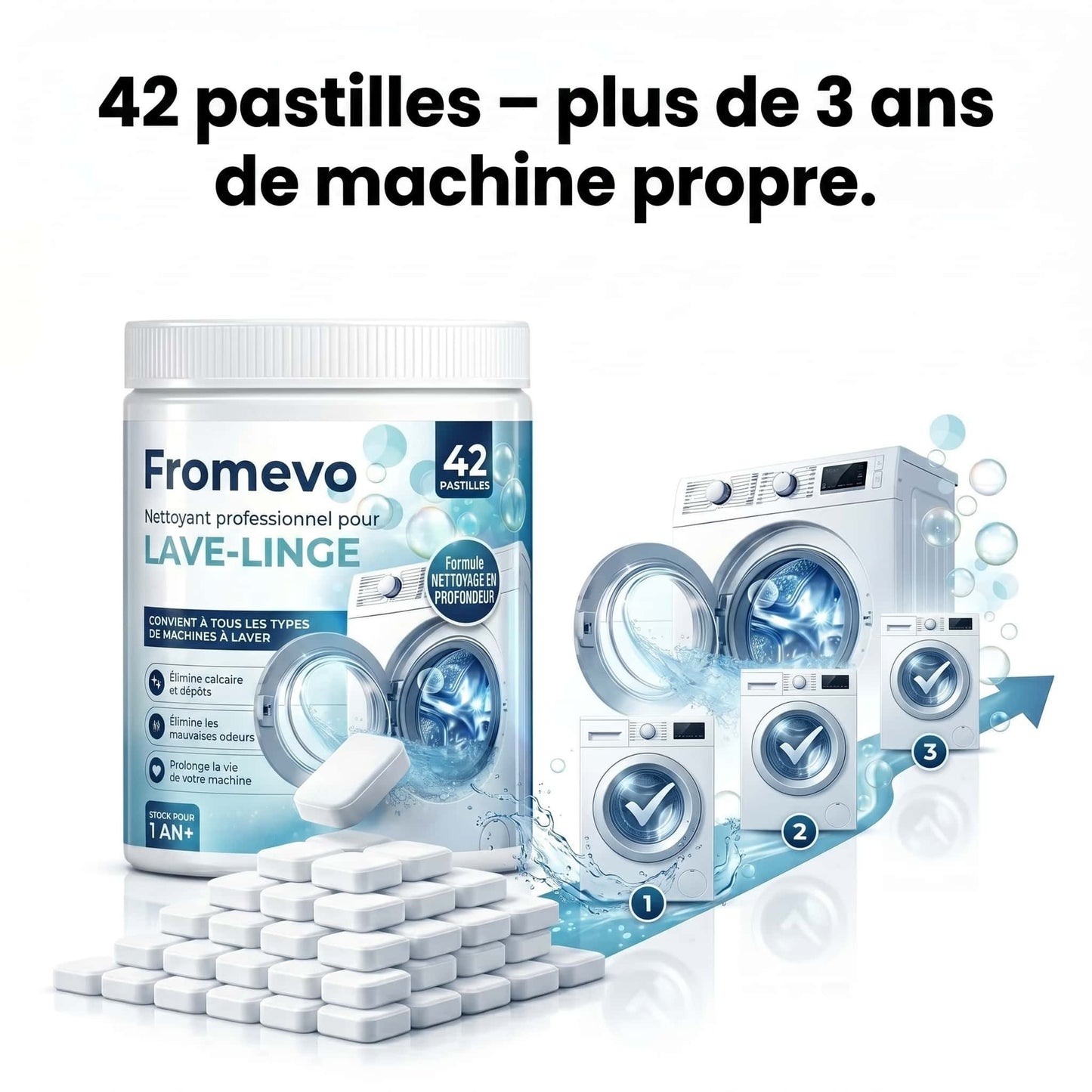 Pastilles de nettoyage pour lave-linge - 42 Pastilles