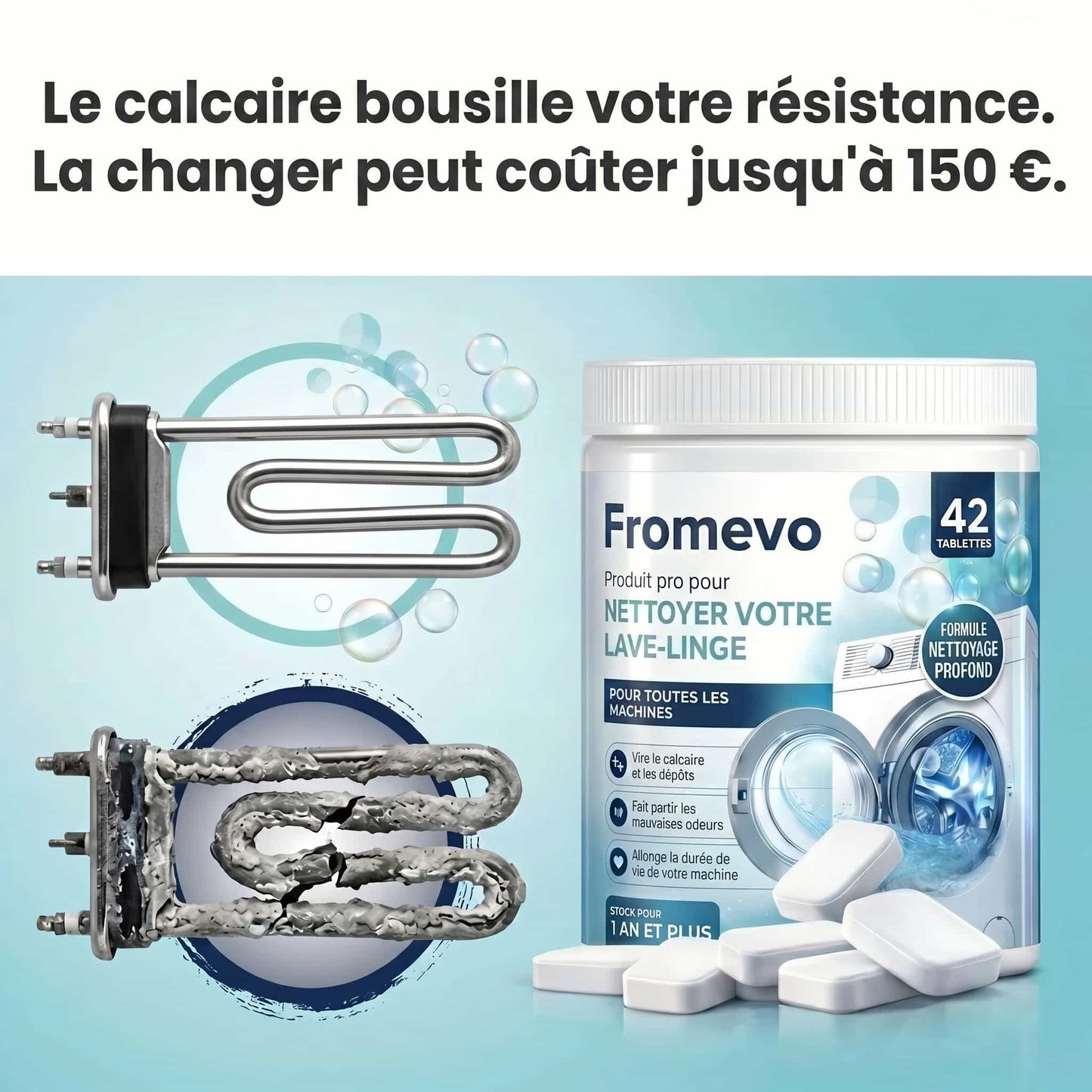 Pastilles de nettoyage pour lave-linge - 42 Pastilles
