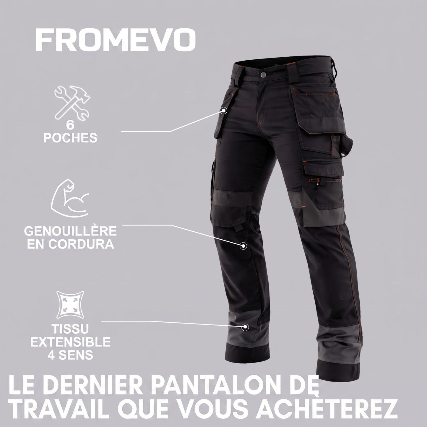 Fromevo™ - Pantalon Cargo Extensible de Travail