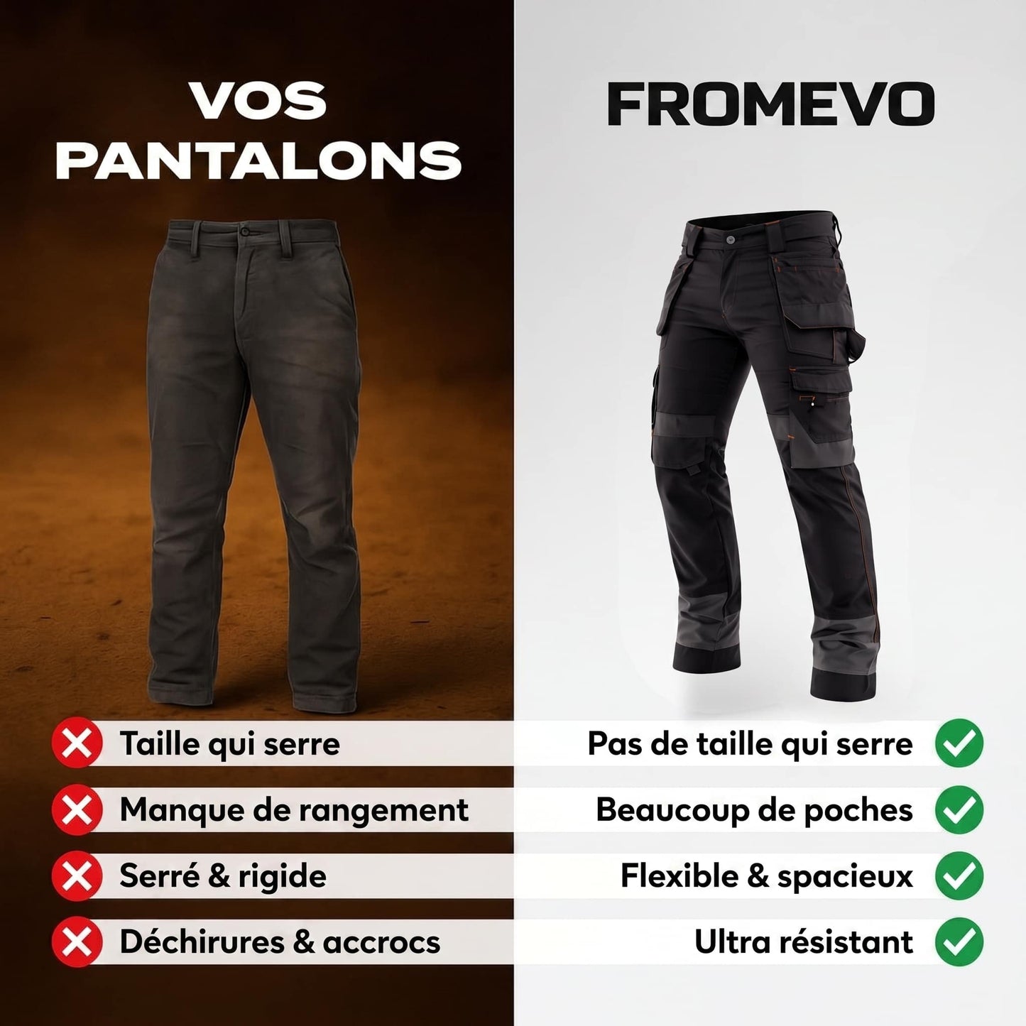 Fromevo™ - Pantalon Cargo Extensible de Travail